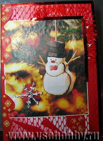Новогодняя открытка ручной работы со снеговиком своими руками