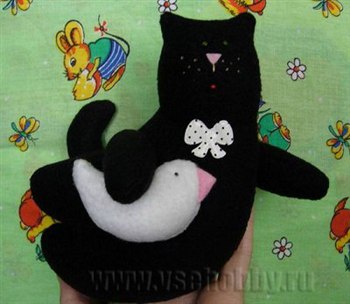 Летящий чёрный котик Тильда своими руками