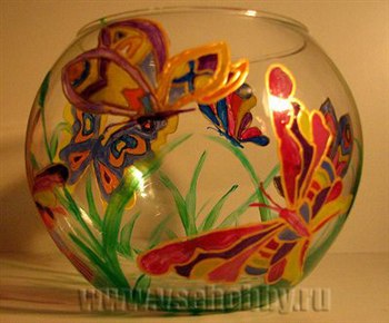 Роспись вазы бабочками своими руками
