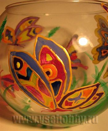 Роспись вазы бабочками своими руками