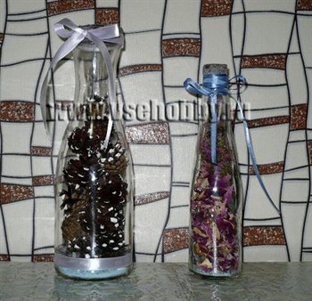 Декор бутылок шишками и сухоцветами своими руками