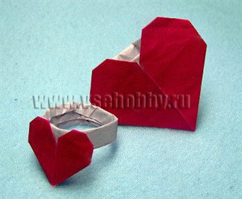 Кольцо с сердечком для любимой в технике оригами своими руками
